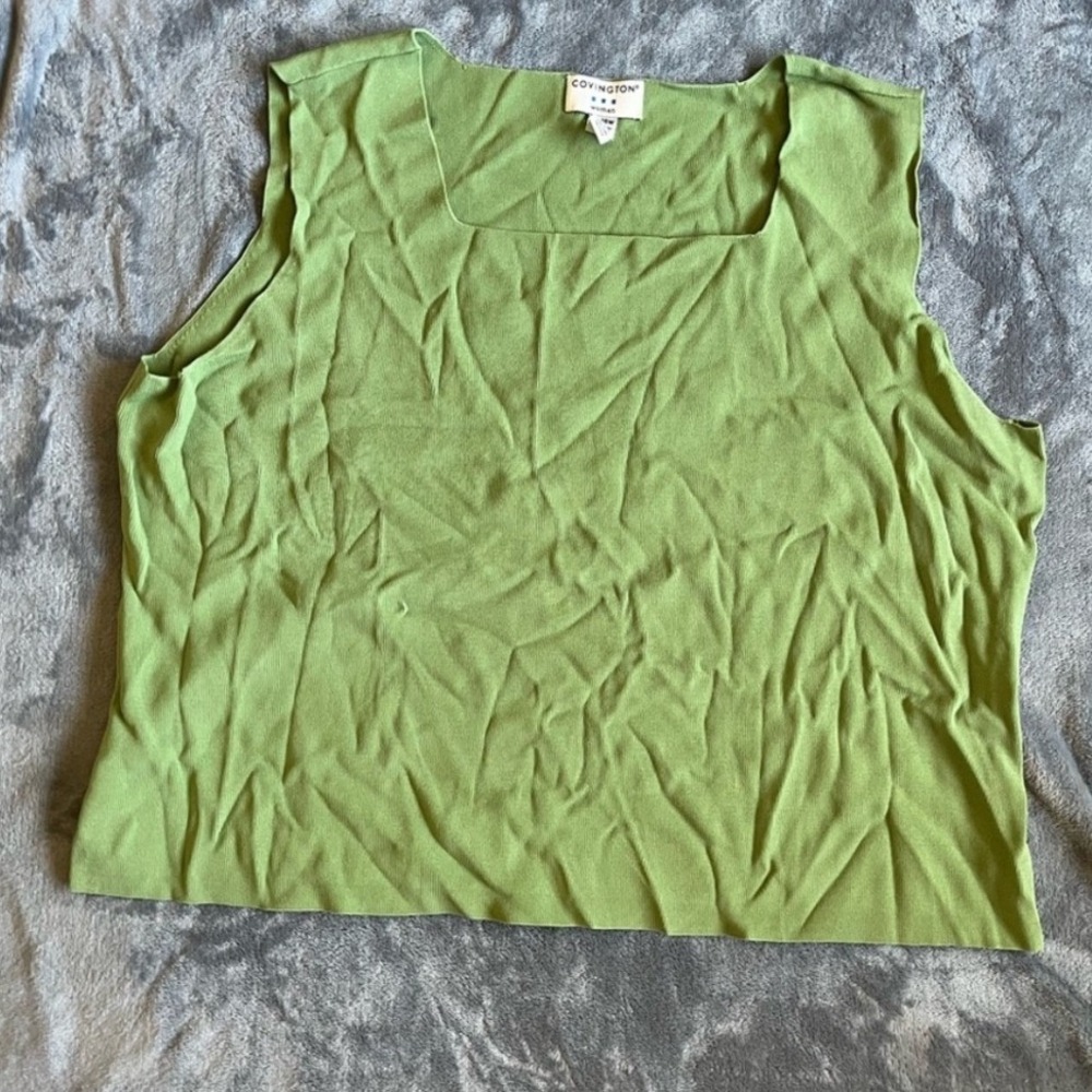 Covington Woman Shell Tank Top Womens 24/26W Light Green Sleeveless Plus Size
